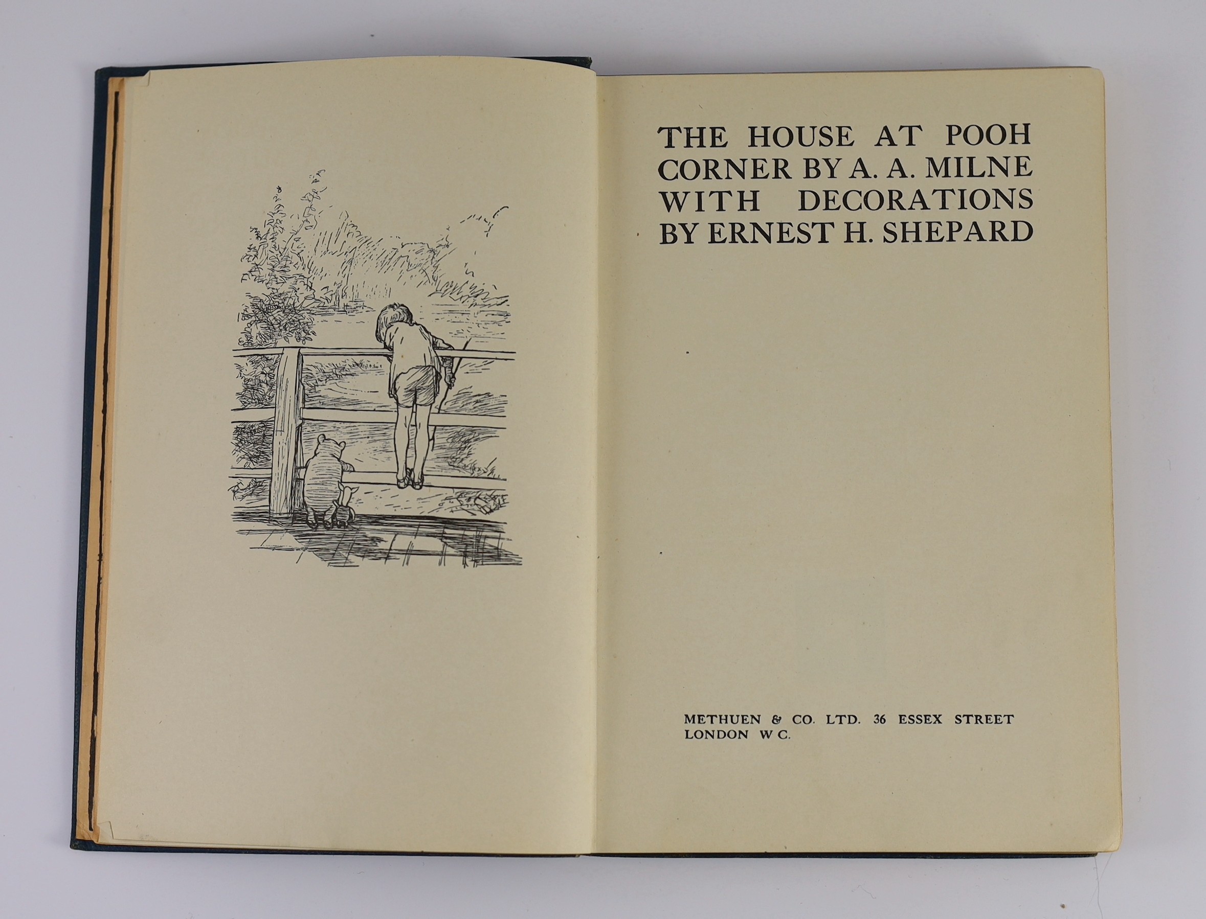 Milne, A.A. - Now We Are Six. First edition, illus. throughout (by Ernest Shepard, some full-page), half title, together with - The House at Pooh Corner. First edition. (illus. etc. as before); royal blue gilt decorated